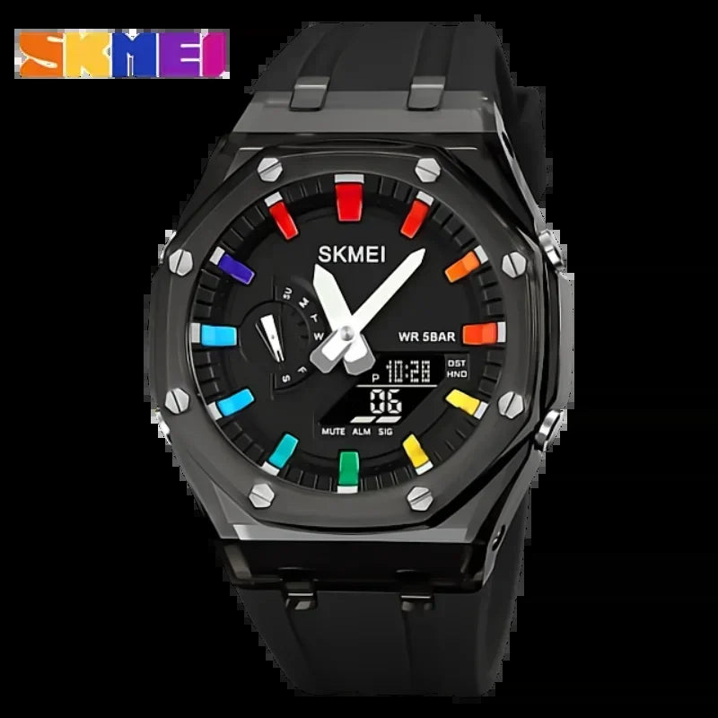 Waterproof Men Watch Countdown Stopwatch Led Light Electronic Movement Wristwatch 5Alarm Clock 2 Time Digital Watches 2100