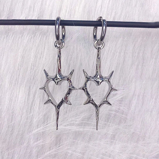 Goth Thorn Heart Earrings Korean Fashion Cross Earrings for Women Punk Charms Earring Grunge Jewelry Hip Hop Vintage Accessories