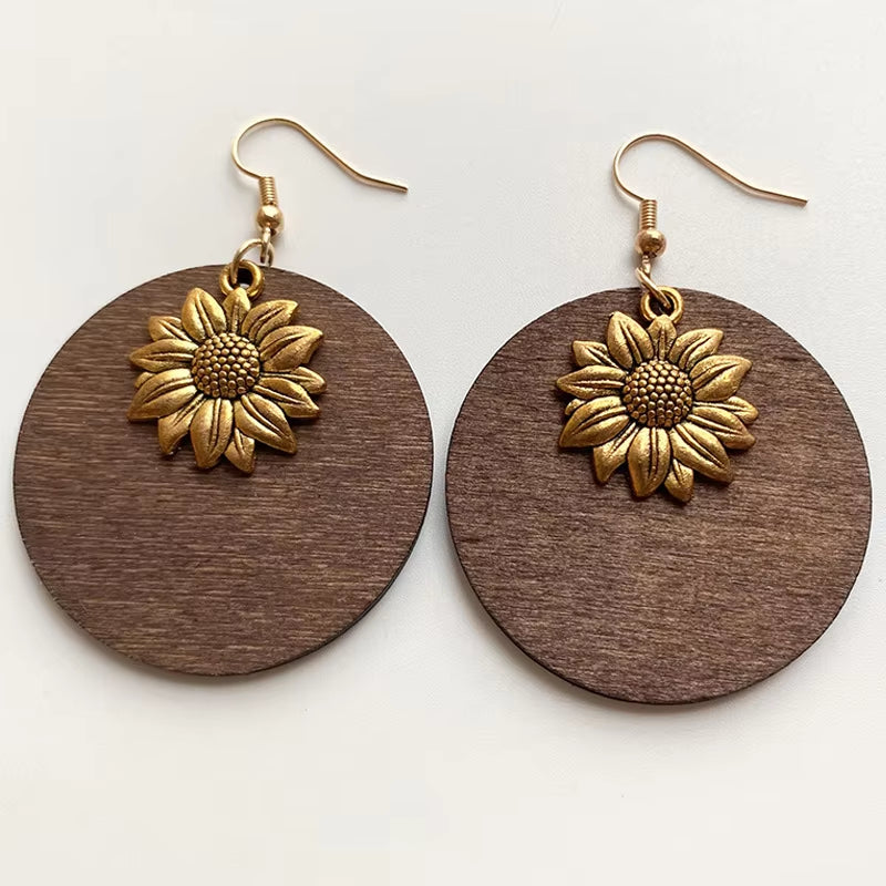 New Retro Bohemian Wood Earrings for Women Trendy Natural Wooden Statement Earrings Handmade Jewelry Wholesale