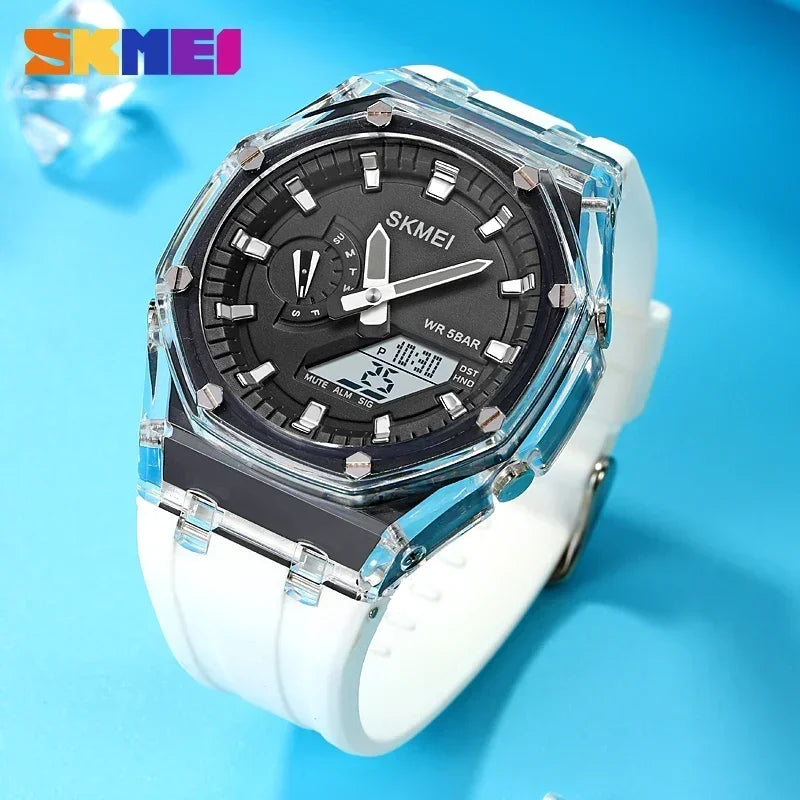 Waterproof Men Watch Countdown Stopwatch Led Light Electronic Movement Wristwatch 5Alarm Clock 2 Time Digital Watches 2100