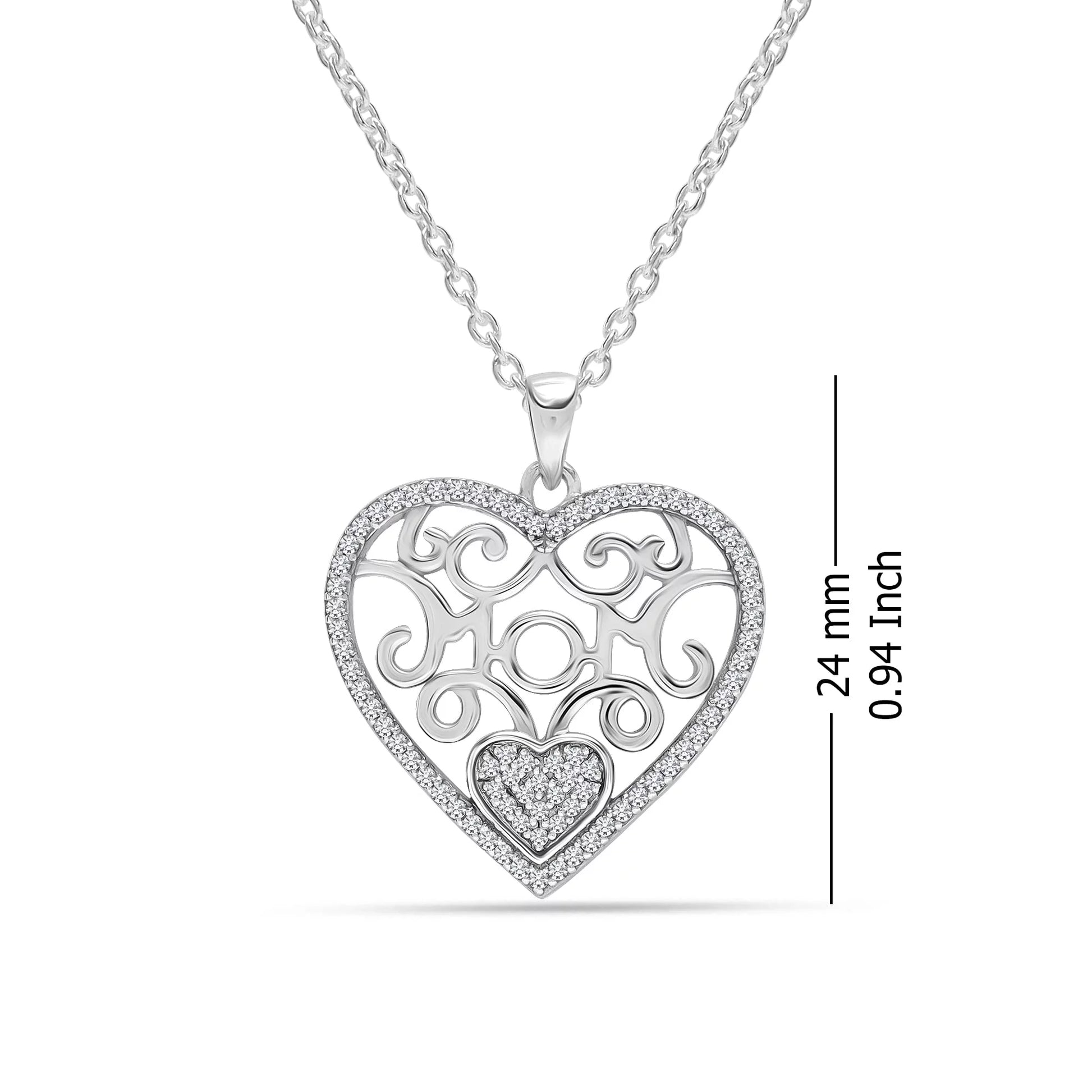 925 Sterling Silver Hypoallergenic Light-Weight Two-Tone Heart Pendant Necklace Gifts for Women and Teen Girls 18" Inch