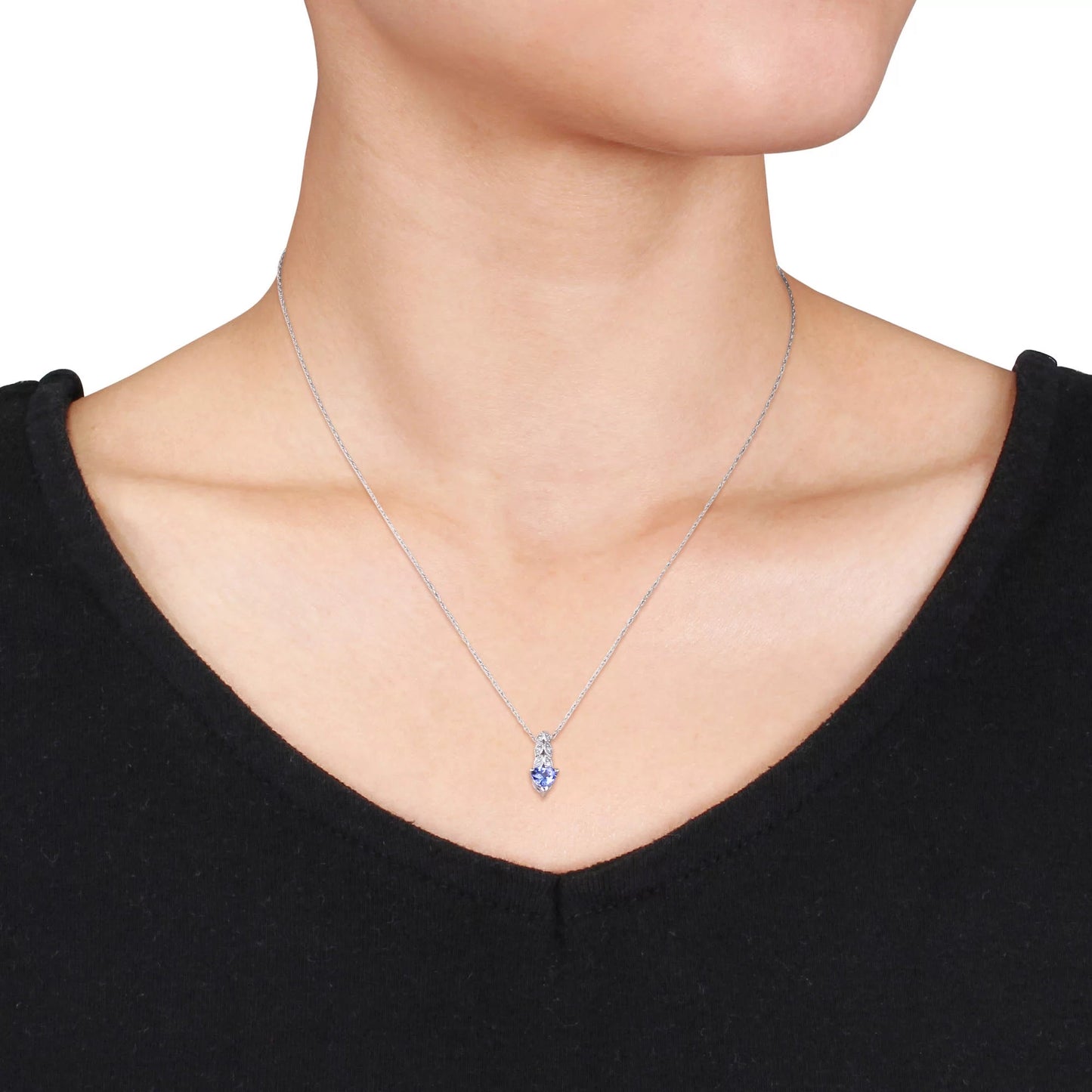 Women'S Tanzanite 10K White Gold Necklace