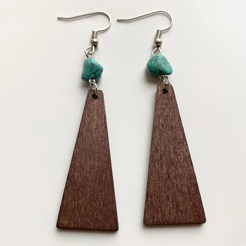 New Retro Bohemian Wood Earrings for Women Trendy Natural Wooden Statement Earrings Handmade Jewelry Wholesale