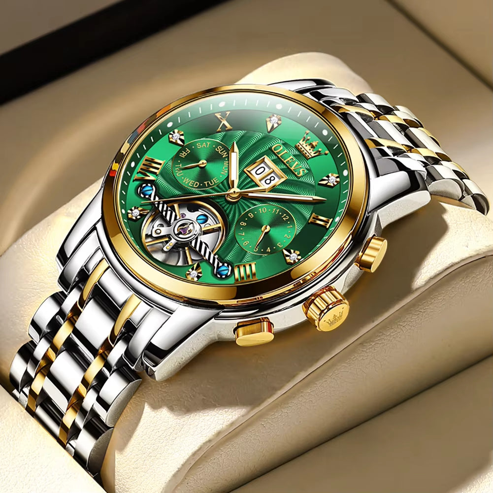 Luxury Watches for Men Automatic Watch Waterproof Stainless Steel Mechanical Watches Gift Box Luminous Male Wristwatch