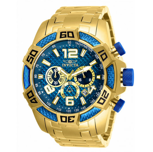 Invicta 25852 Men'S Pro Diver Gold-Tone Chronograph Blue Cable Bezel round Watch